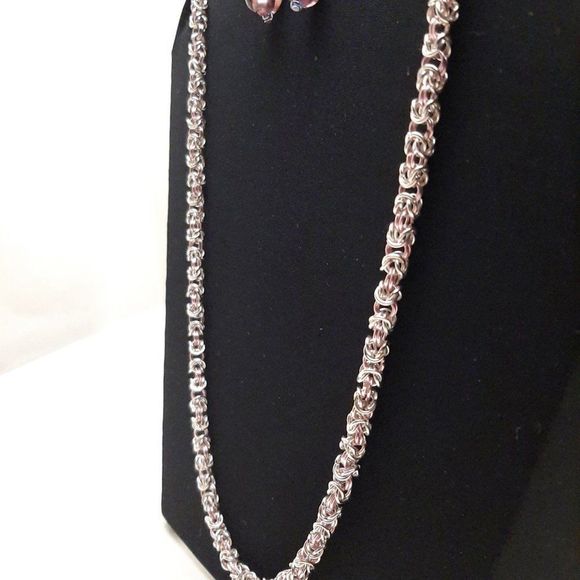 Handmade Byzantine Chainmaille Necklace & Earrings Set - Picture 11 of 12